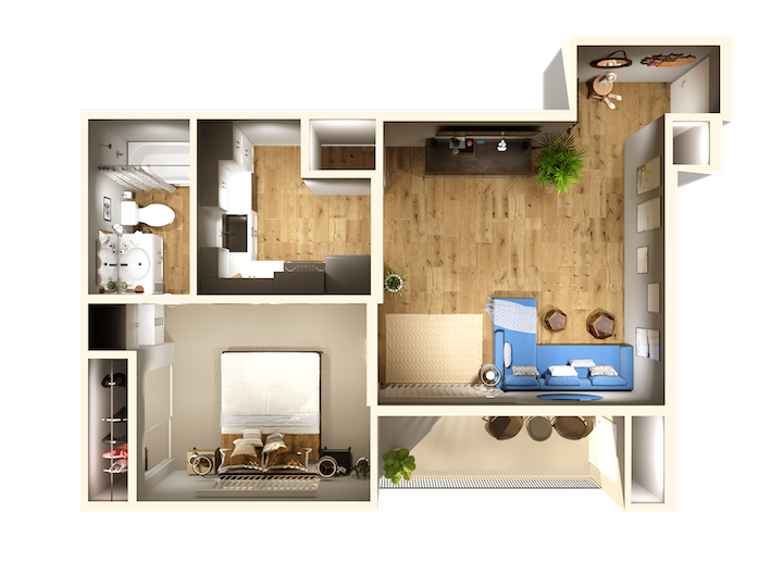 Harbor Cliff Apartments 1 Bedroom Apartment Floor Plan